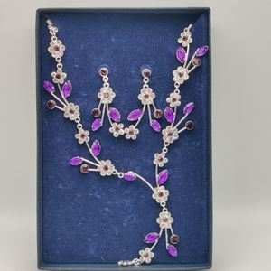 Danbury Mint Purple Flower Set Necklace and Earrings